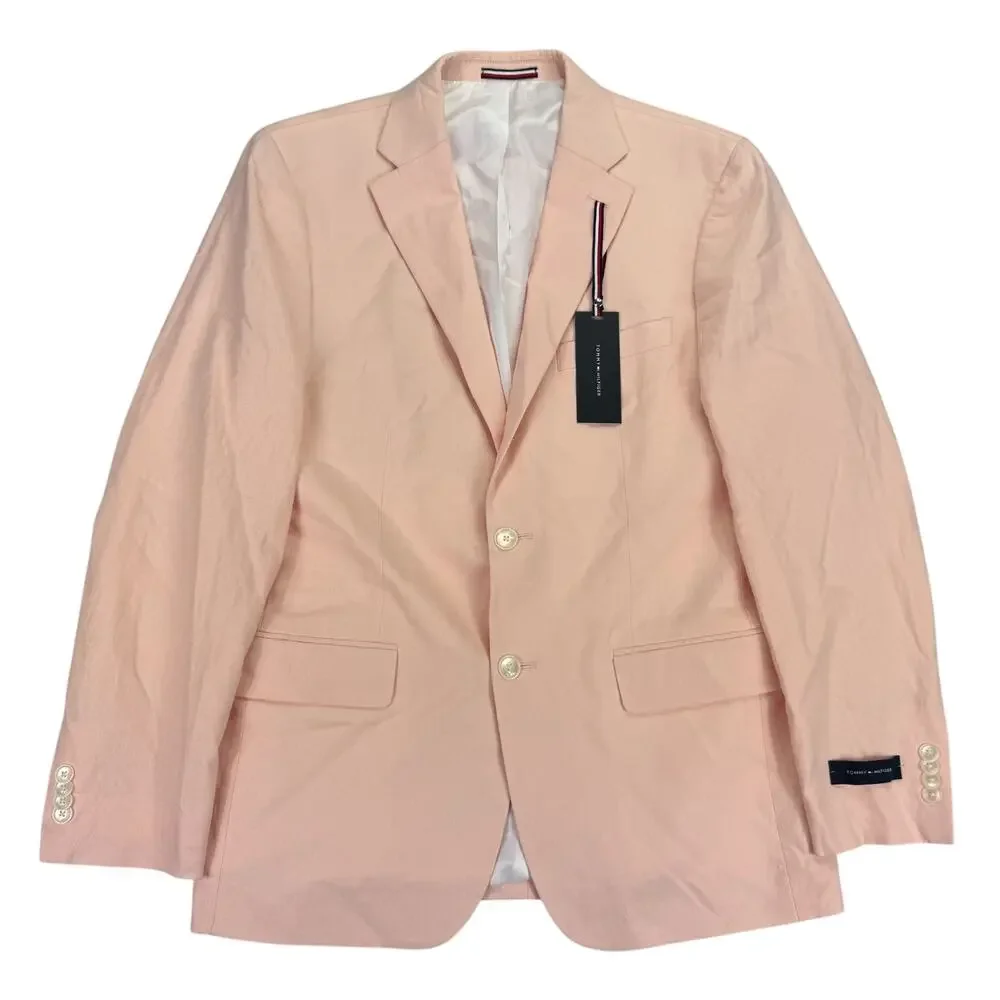 Tommy Hilfiger Mens Conrad Modern Fit Linen Blend Sport Coat Pink 40R